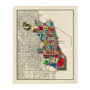 Deken - Chicago - Kaart - Buurten - Gooi deken - Illinois - Deken