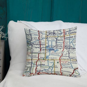 Carbondale - Pillow - Map - Illinois - Southern Illinois - Premium Pillow