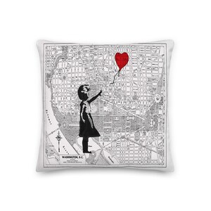 Banksy - Ballon Mädchen - Washington DC - Kissen
