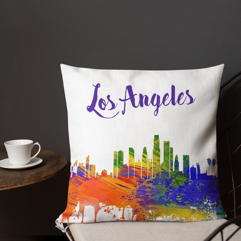 Los Angeles Skyline Pillow LA Hollywood Premium Pillow Etsy