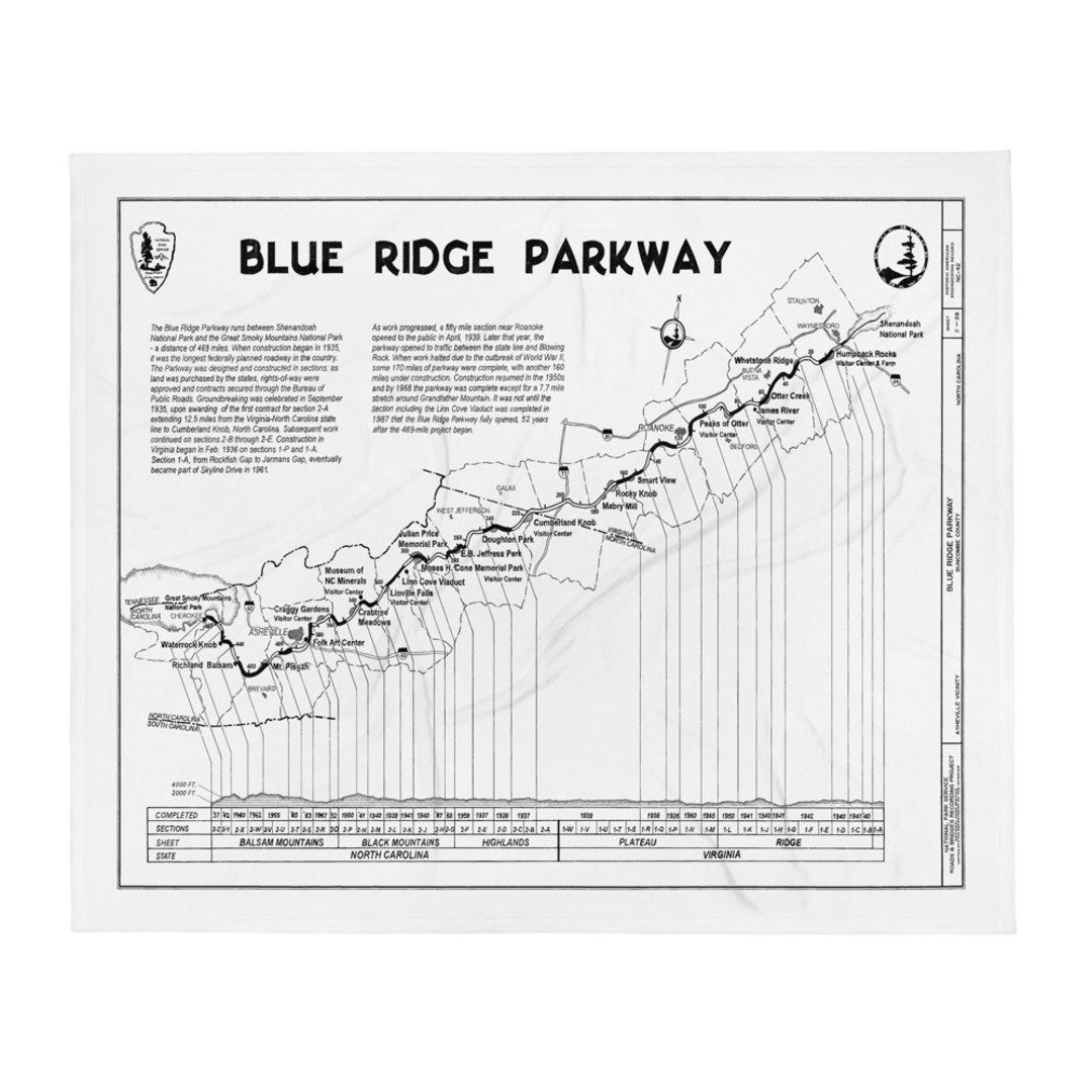 Blanket Blue Ridge Parkway throw Blanket Blue Ridge Map Etsy