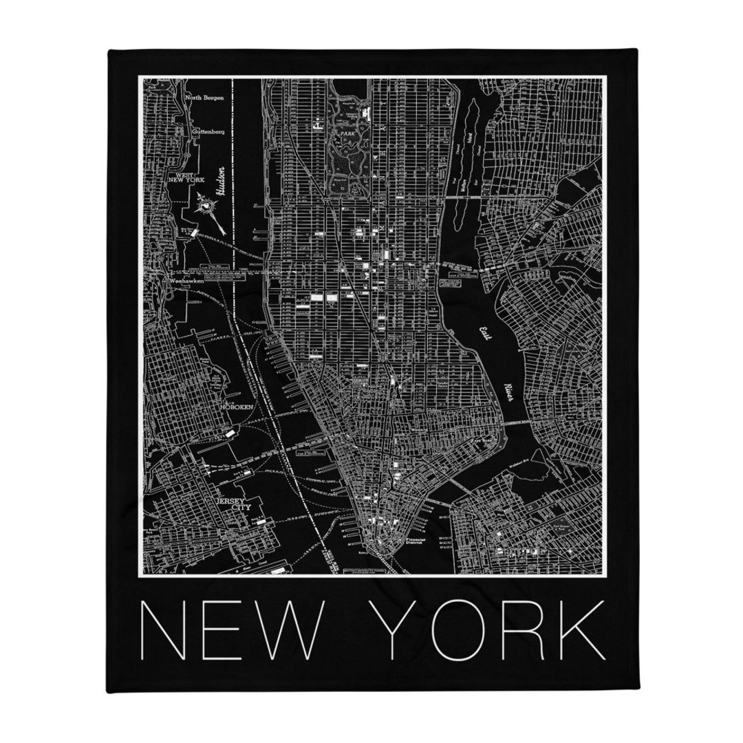 Throw Blanket New York Manhattan Map Blanket Etsy