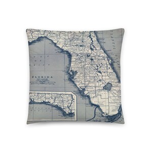 Coussin - Floride - Carte - vintage - Plan
