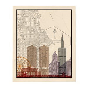 Fleecedecke - Chicago - Karte - Skyline von Illinois - Decke
