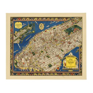 Decke - Manhattan - Panorama - Karte - Vintage - New York