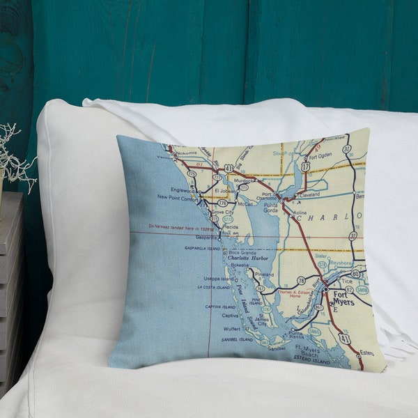 Port Charlotte - Map - Florida - Pillow -