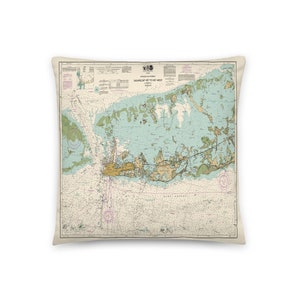 Oreiller - Key West - Floride - Carte Nautique - Florida Keys