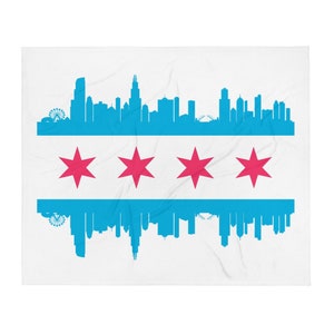 Throw Blanket  - Chicago - Flag - Skyline - Illinois - Blanket