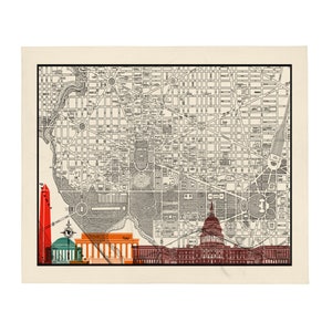 Gooi deken - Washington DC - Deken - Kaart - Skyline