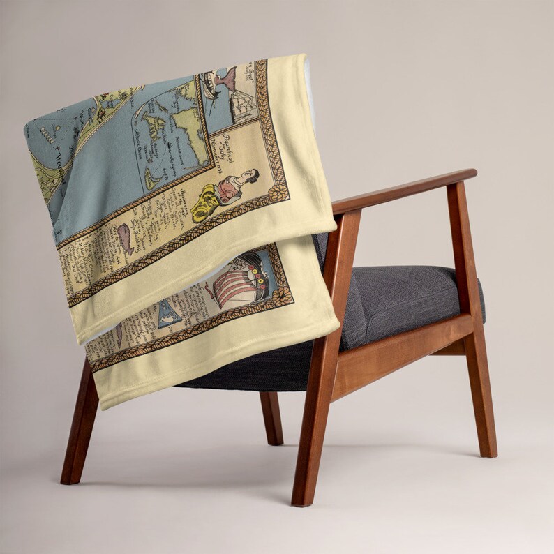 Nantucket Map Blanket Vintage Pictorial Throw Blanket Massachusetts Etsy
