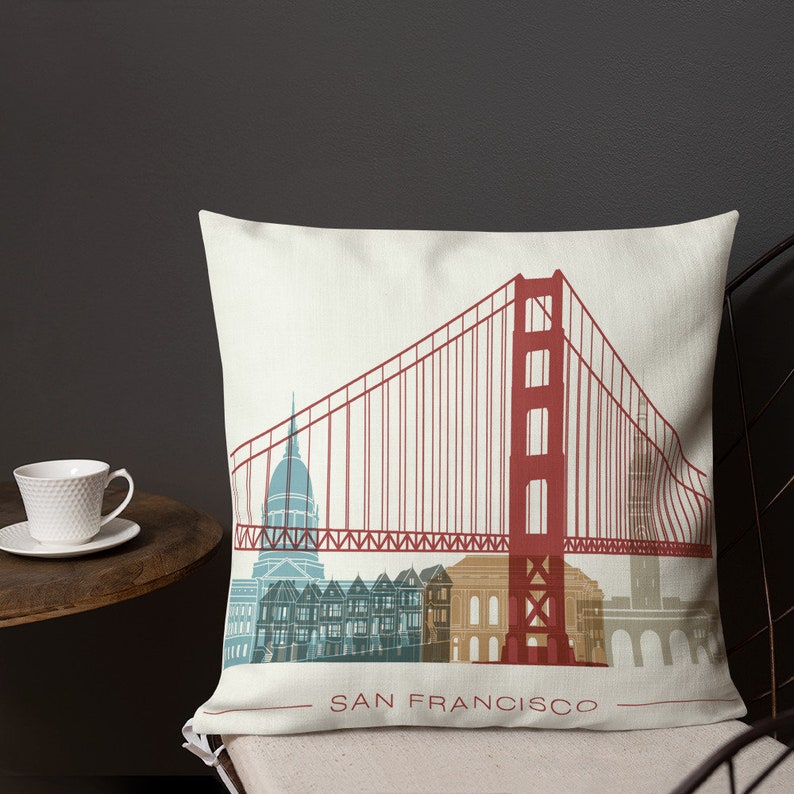 San Francisco Skyline Skyline Pillow Throw Pillow San Francisco Skyline Premium Pillow Etsy