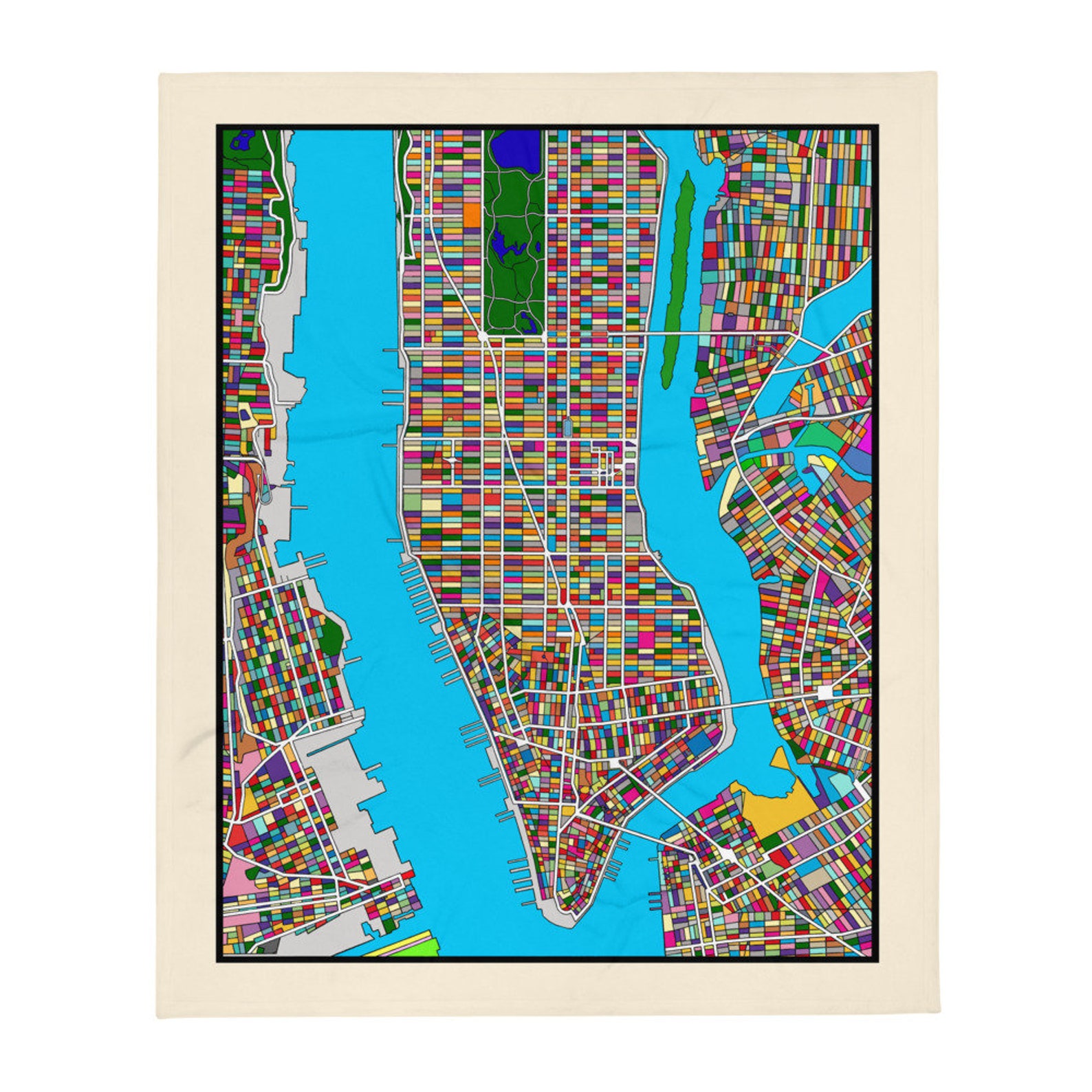 Throw Blanket New York Manhattan Map Blanket Etsy