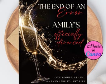 Divorce Party Invitation, Breakup Party Invite, The End of an Error, Editable Canva Template