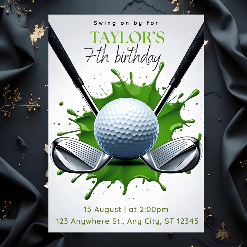 Golf Birthday Invitation, Golf Party Invite, Sports Birthday, Editable