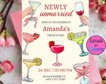 Divorce Party Invite, Newly Unmarried, Breakup Invitation, Divorce Celebration, Editable Canva Template, Digital Download