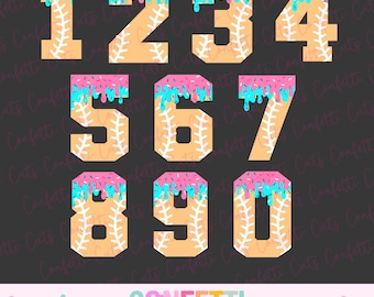 Numeri con gocce di gelato SVG, Gocce di baseball SVG, Numeri da baseball SVG, Gocce di numeri da baseball PNG, Clipart di gocce di numeri da baseball, Numeri di maglia