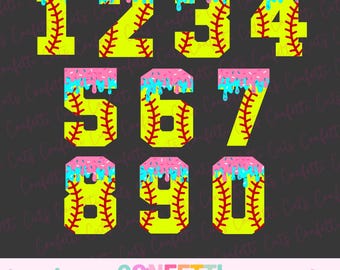 Softball Drip SVG, Ice Cream Drip SVG, Softball Numbers SVG, Softball Number Drip Png, Softball Number Drip Clipart, Jersey Numbers Layered