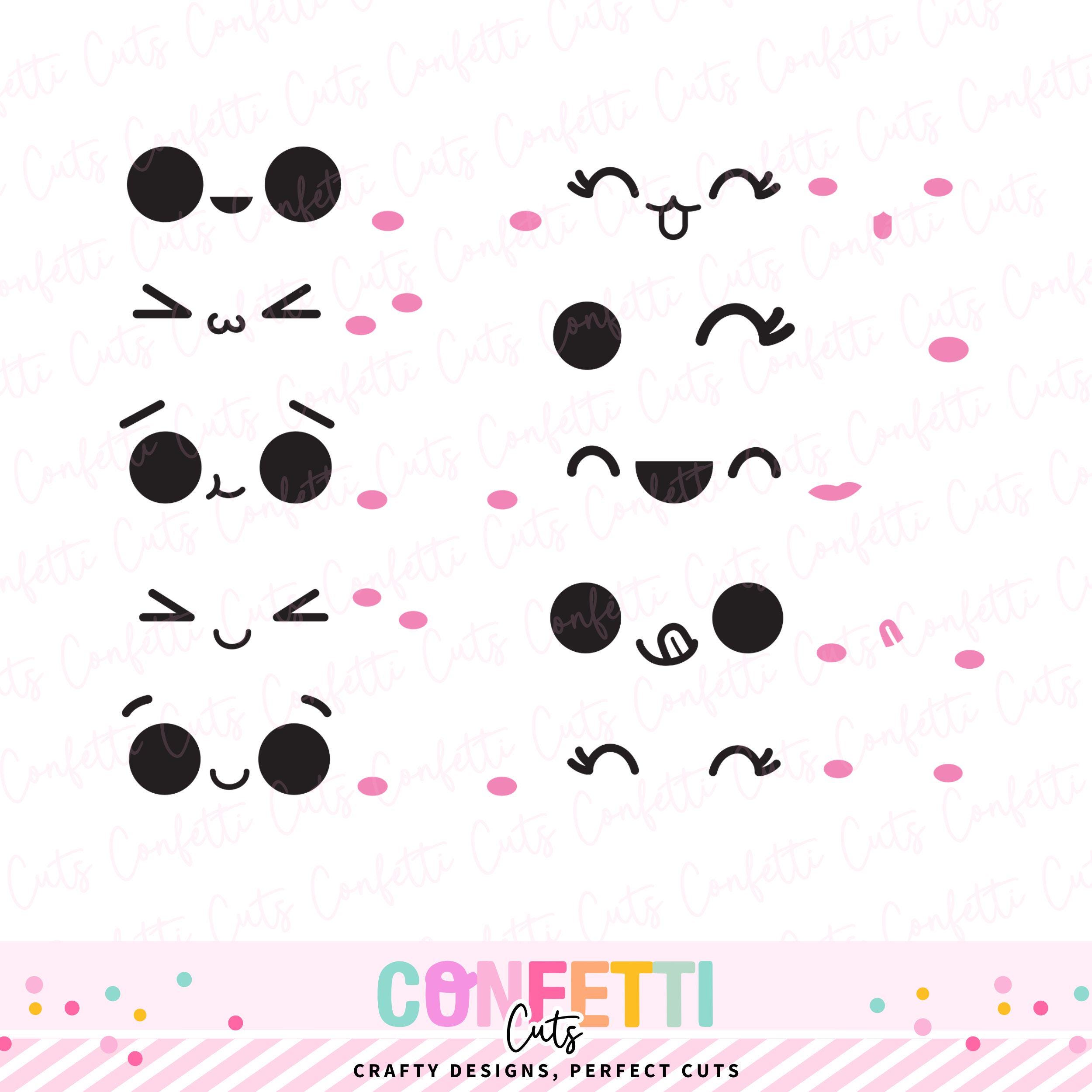 Cute Kawaii SVG, Kawaii Face SVG Bundle, Kawaii Clipart, Cartoon Faces ...