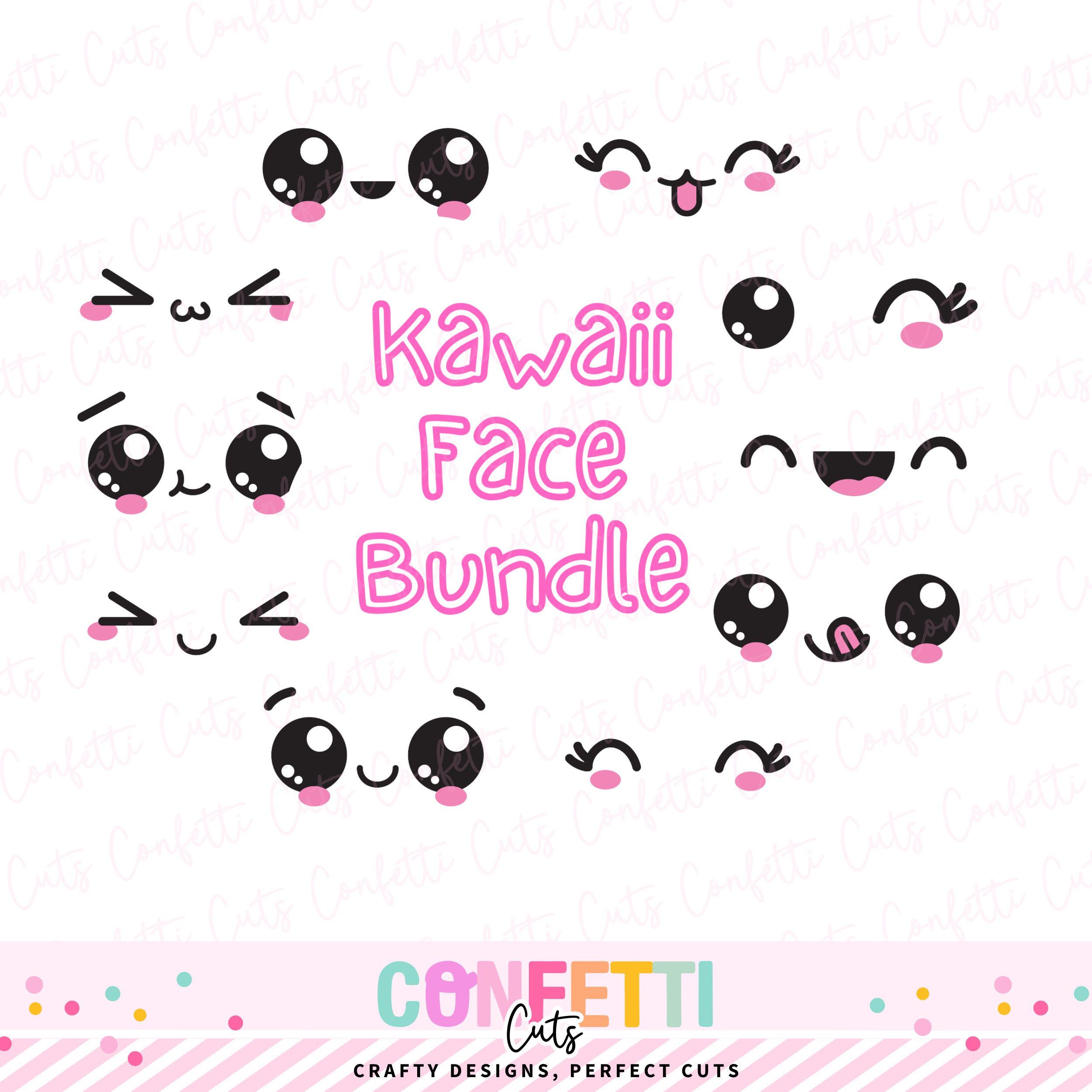 Cute Kawaii SVG, Kawaii Face SVG Bundle, Kawaii Clipart, Cartoon Faces ...
