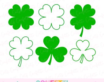 Four Leaf Clover SVG, Shamrock SVG, St. Patricks Day SVG, Lucky Clover Svg, Clover Clipart, Shamrock Clipart, St Patty Day Cut Files