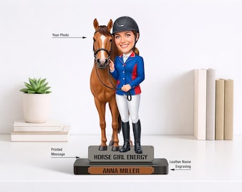 Pferd Mädchen Geschenk, Geschenk für Pferdeliebhaber, Reiter Figur vom Foto, Portrait Cartoon Geschenk, Cake Topper
