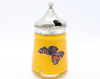 Vintage mustard pot, glass and silver
