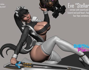 Chica Espada Estelar / Miniatura de Resina Impresa en 3D / Pin-ups Oscuras Digitales + Llaveros