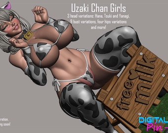 Uzaki Milk Maids | 23cm 3D Printed Resin Figurine | Dark Digital Pin Ups