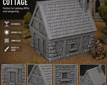 Medieval Cottage House | Roleplaying Terrain | 28mm Scale | Scene Decoration