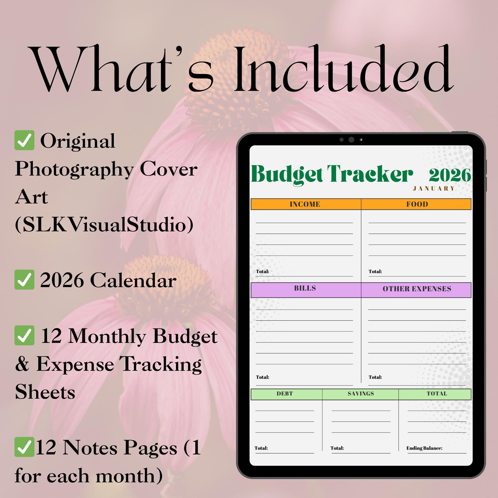 2026 Budget Planner Printable PDF | Monthly Budget Template + Expense