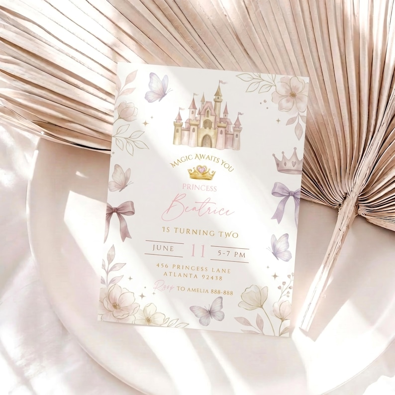 Princess Birthday Invitation Template Editable Canva Girl Birthday