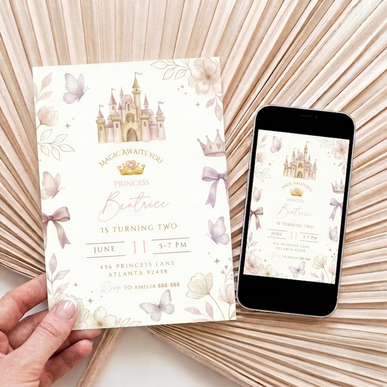 Princess Birthday Invitation Template Editable Canva Girl Birthday