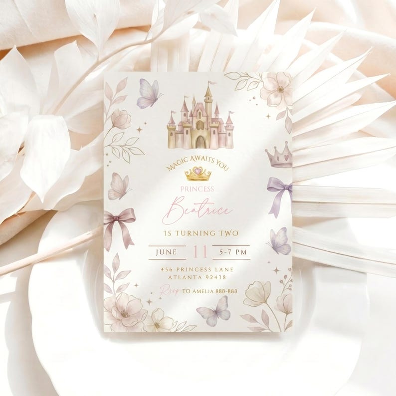 Princess Birthday Invitation Template Editable Canva Girl Birthday