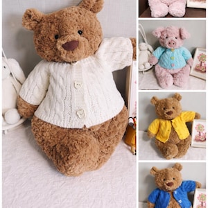 Suéter de punto hecho a mano para osito de peluche Bartholomew Bear Pig / Conjunto de peluche Build-A-Bear / Animales de peluche