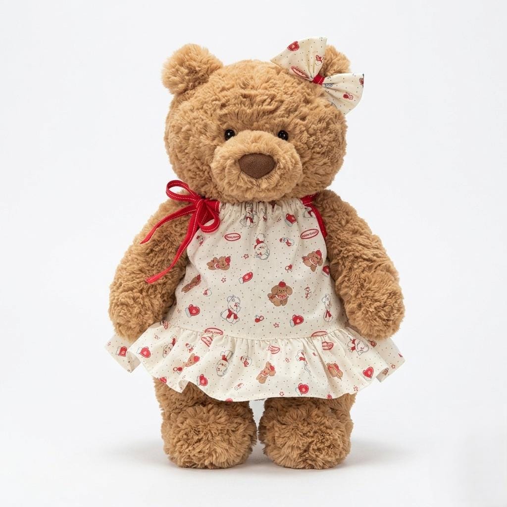 Floral Dress Outfit With Hairclip for Bartholomew Bear, Bunny