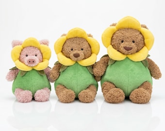 Handmade Daffodil Teddy Bear Outfit For Bartholomew Bear /  Pig | Halloween Costume Flower Clothes | Fits 11–18 Inch Plush, Build-A-Bear