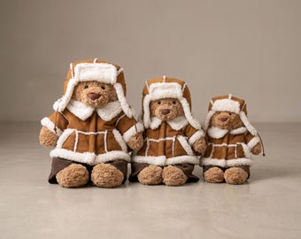 Handmade Alpine Teddy Bear Winter Outfit, Lamb Wool Cotton Coat Set, Plush Clothes for Bartholomew Bear , Pig , Build-A-Bear