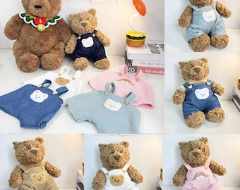 Handmade Corduroy Plush Bear Overalls – Soft & Stylish Teddy Outfit– 28 cm -Size Fit - Bartholomew Bear / Build-A-Bear Outfit