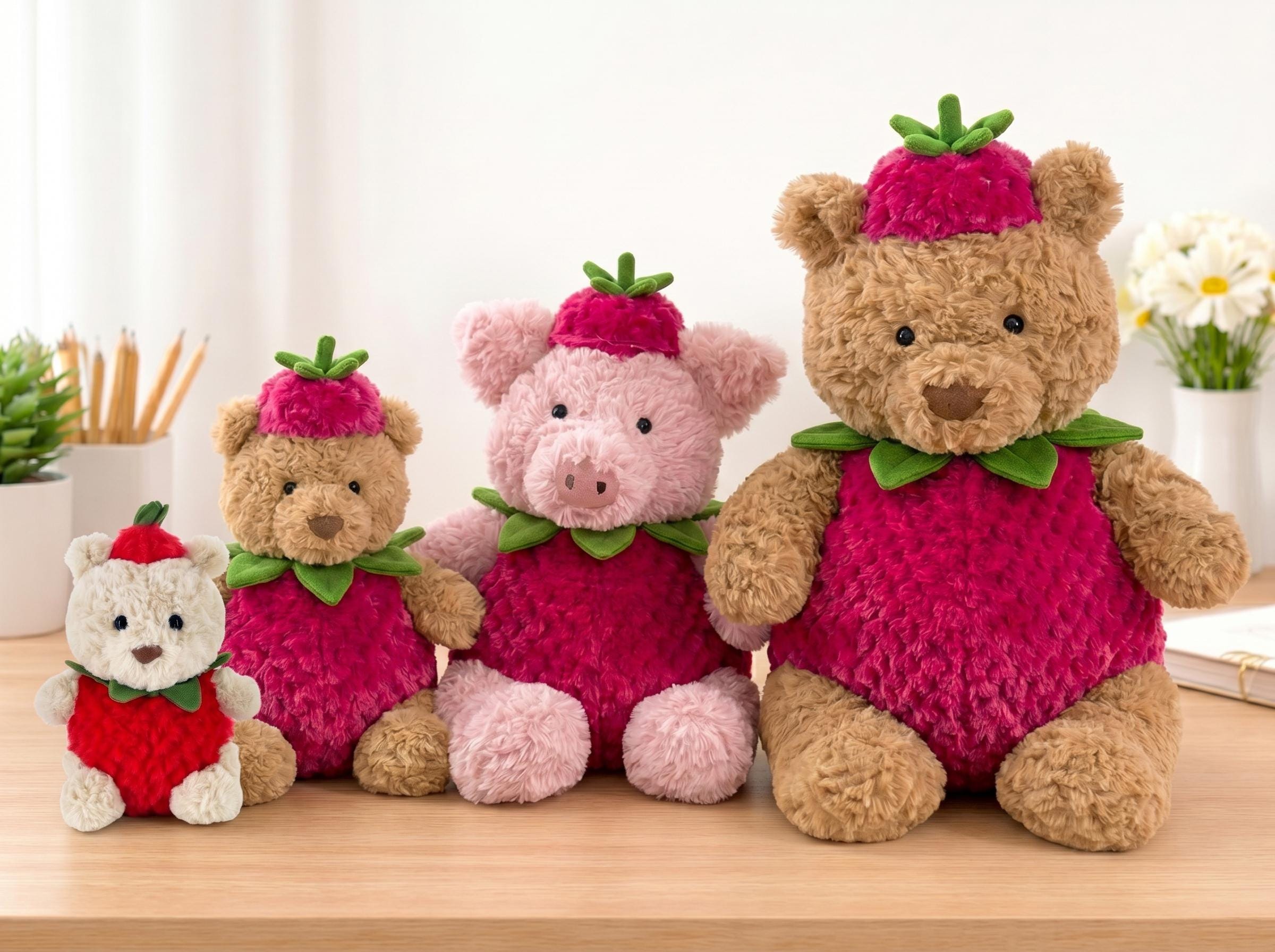 Jellycat Bartholomew Bear Strawberry Costume - Etsy