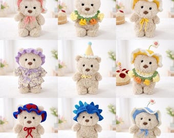 Bartholomew Bear Junior Outfit – 7 Inch - 18 cm Bear Clothes, Handmade Crochet Bib & Headband Set, Halloween Costume