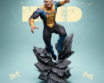 Mark STL: door onoverwinnelijk gevecht beschadigd standbeeld | 3D-geprinte superheldfiguur