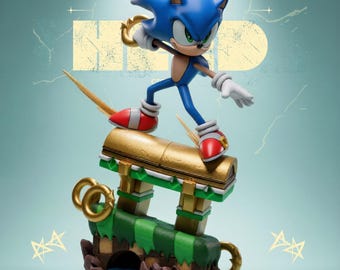 Riccio Blu Veloce File STL Personaggio dei cartoni animati del gioco Resina Stampa 3D Statua da collezione