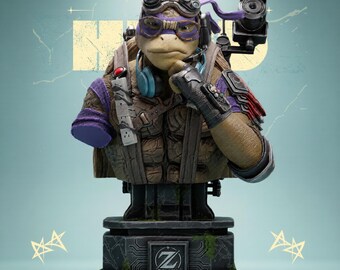 Arquivo STL do busto da Tartaruga Ninja Cyber Tech para impressão 3D - Busto futurista de colecionador mutante - Download digital