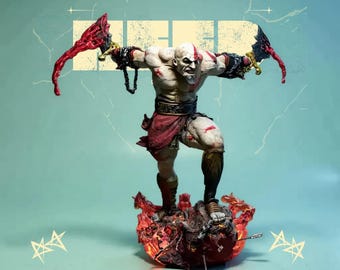Kratos STL Figura 1:6 Scala / Statua God of War Rage Pose / Modello di stampa 3D Blades of Chaos