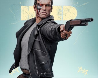 Arquivo STL para impressão 3D do busto de um guerreiro cibernético inspirado no Exterminador do Futuro.