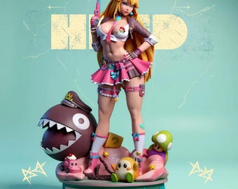 Peach Police – Statua stilizzata della principessa con dettagli elevati STL / Divisa, non divisa, pre-supportata