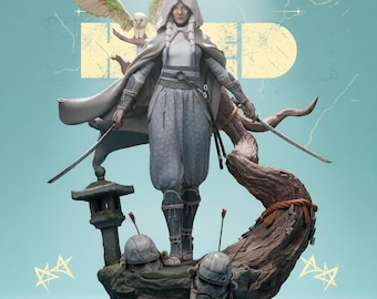 Samurai Ahsoka File STL Guerriero spaziale Ronin Statua in resina da stampare in 3D da collezione