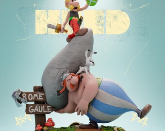 Arquivo STL de Asterix e Obelix para Impressão 3D - Pacote de Estátuas de Guerreiros Gauleses em Desenho Animado