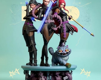 Diorama STL di K-POP Demon Hunter – Rumi, Mira e Zoey / Diviso + Pre-supportato + Non diviso / Modello di stampa 3D ad alto dettaglio / Download digitale STL