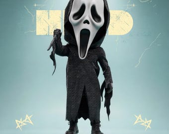 Figura da collezione in resina stampata in 3D ispirata al film horror "Killer mascherato in stile Chibi STL".